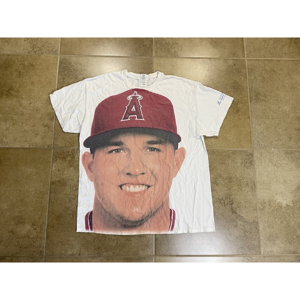 Mike Trout Big Face Mens Sz XL T-Shirt Head Anaheim LA Angels MLB HONDA